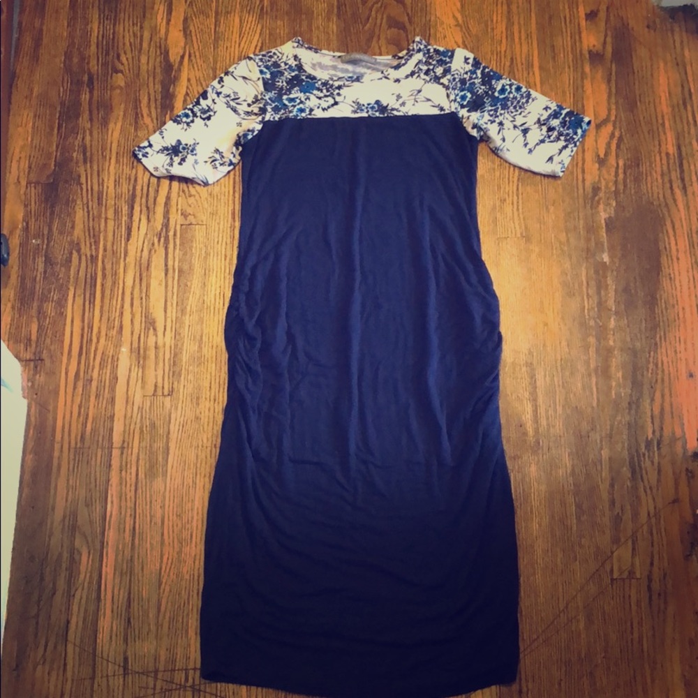 Love appeal navy and floral maternity dress.